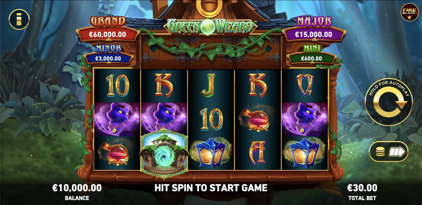 Fire Blaze: Green Wizard: image of main menu