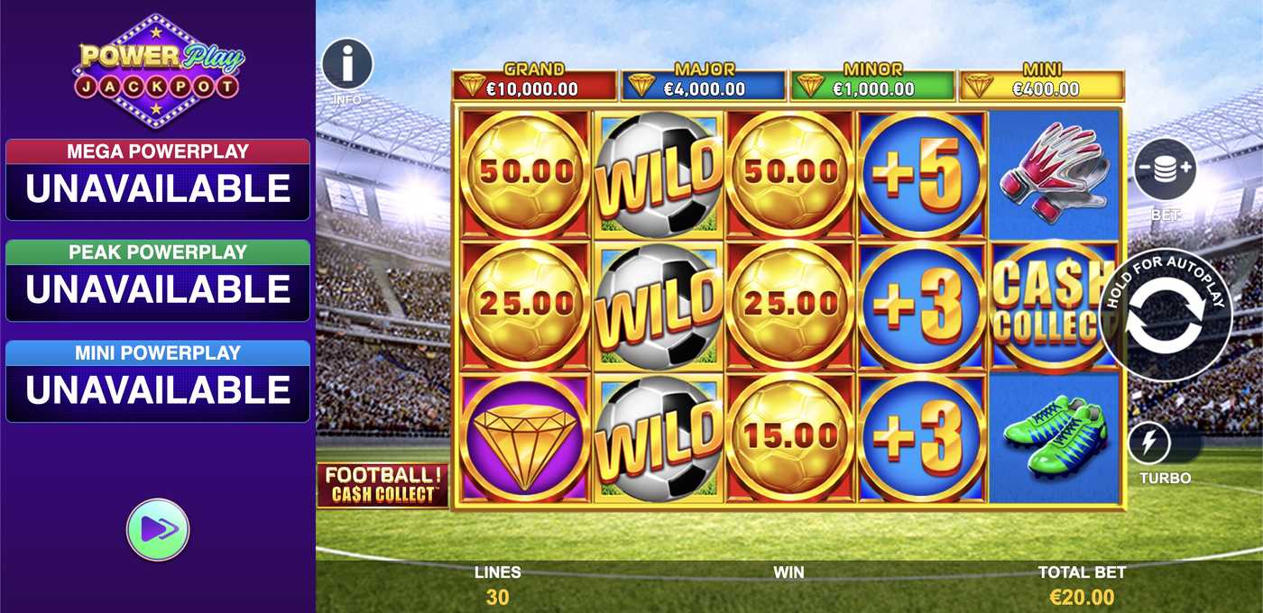 Football! Cash Collect PowerPlay Jackpot: image of main menu