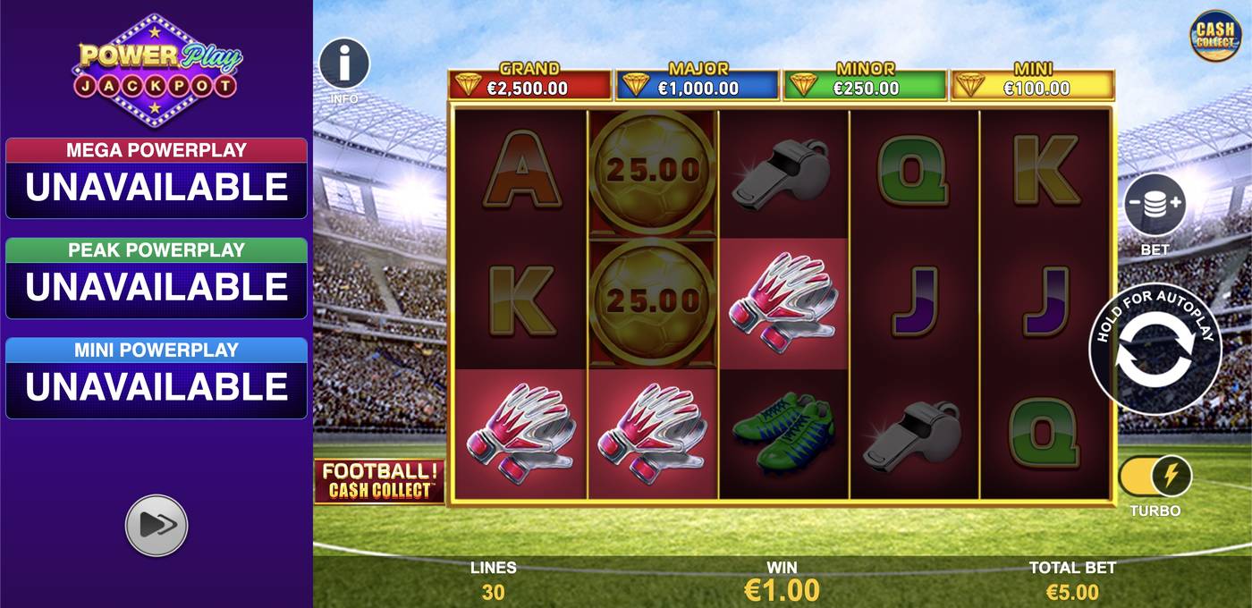 Football! Cash Collect PowerPlay Jackpot: image of winning
