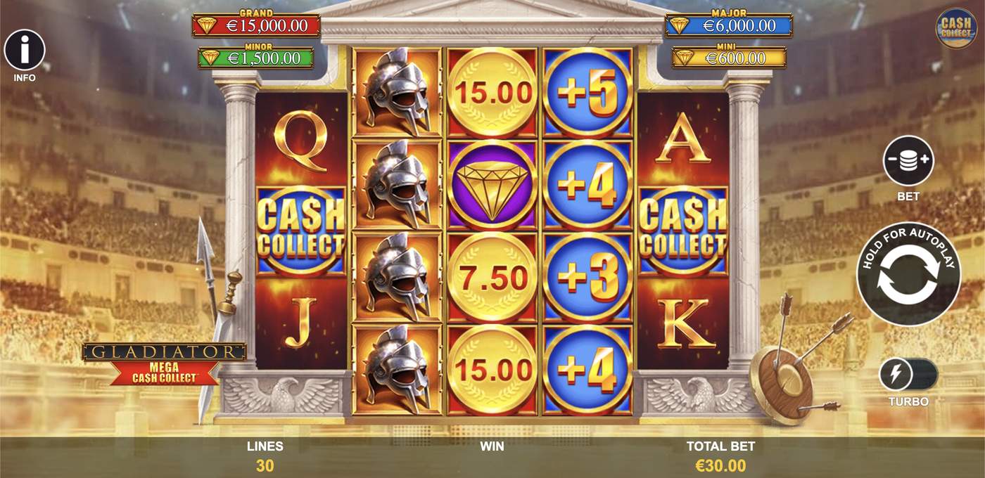 Gladiator: Mega Cash Collect: image of main menu