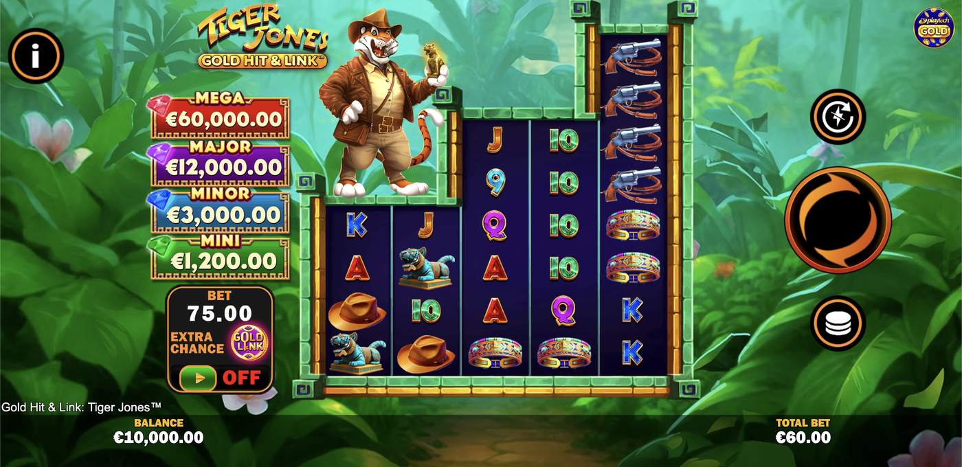 Gold Hit & Link: Tiger Jones: image of main menu