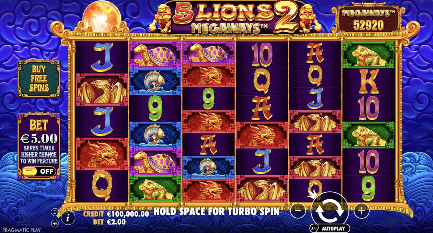 5 Lions Megaways 2: image of main menu