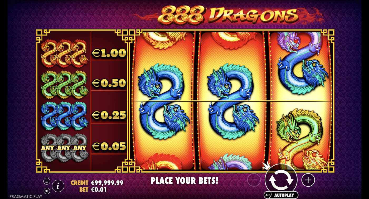 888 Dragons: image of main menu