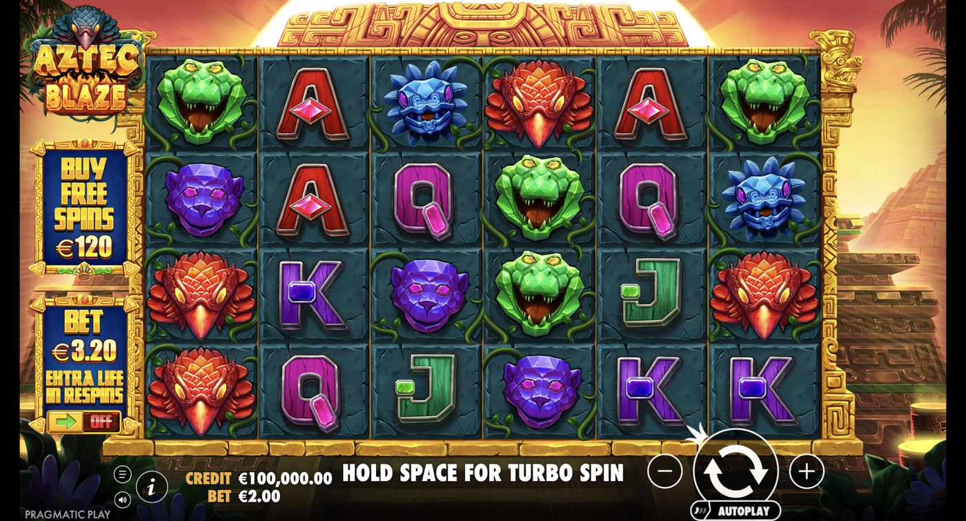 Aztec Blaze: image of main menu
