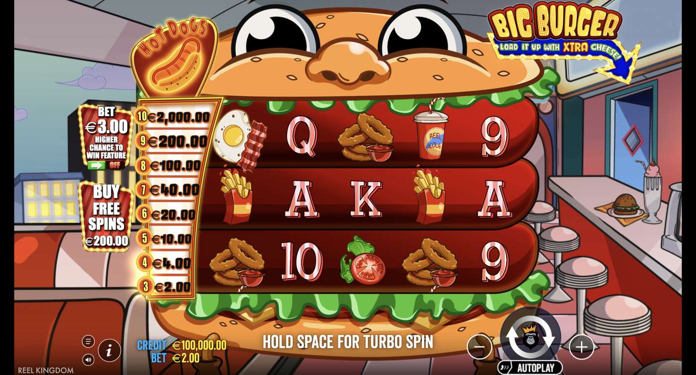 Big Burger Load it up with Extra Cheese: image of main menu