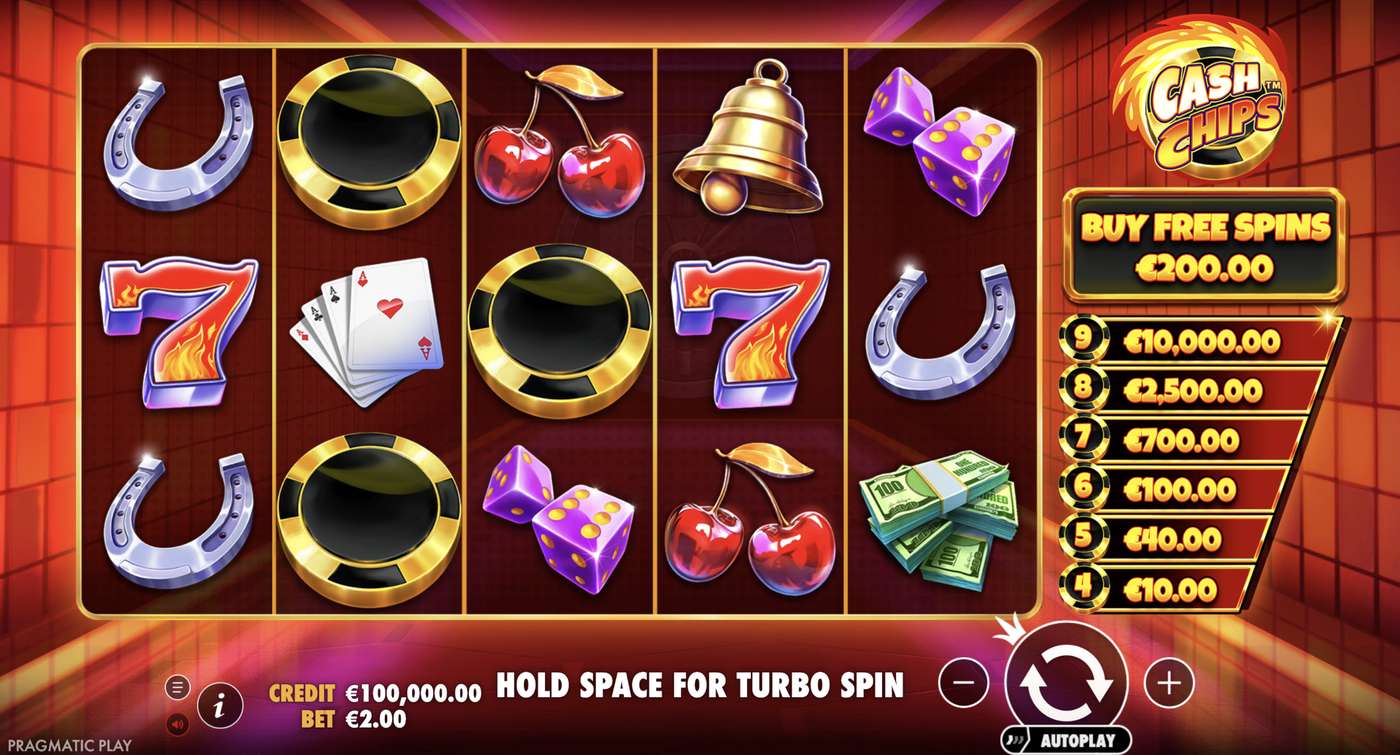 Cash Chips: image of main menu