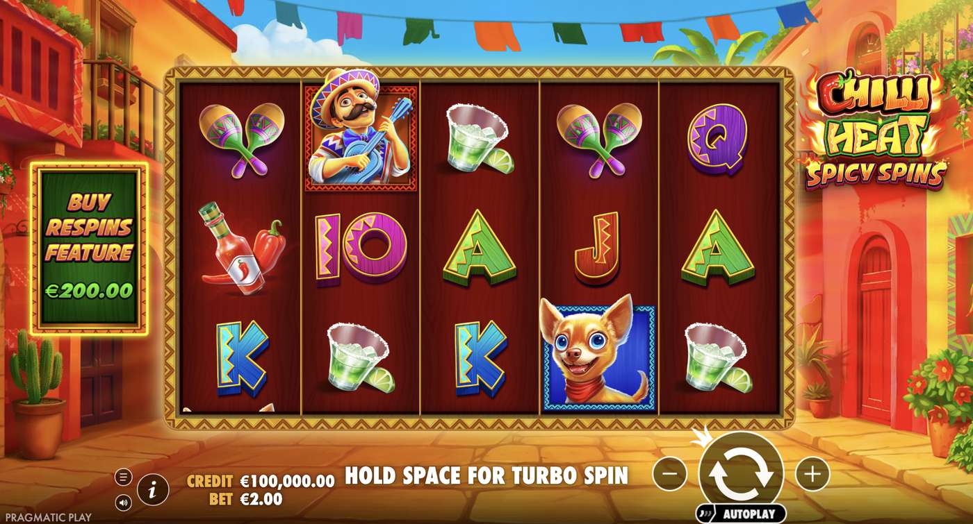 Chilli Heat Spicy Spins: image of main menu