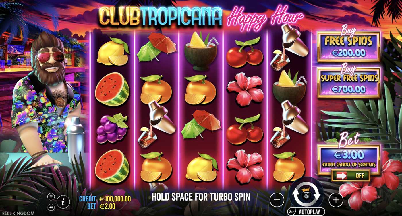 Club Tropicana - Happy Hour: image of main menu