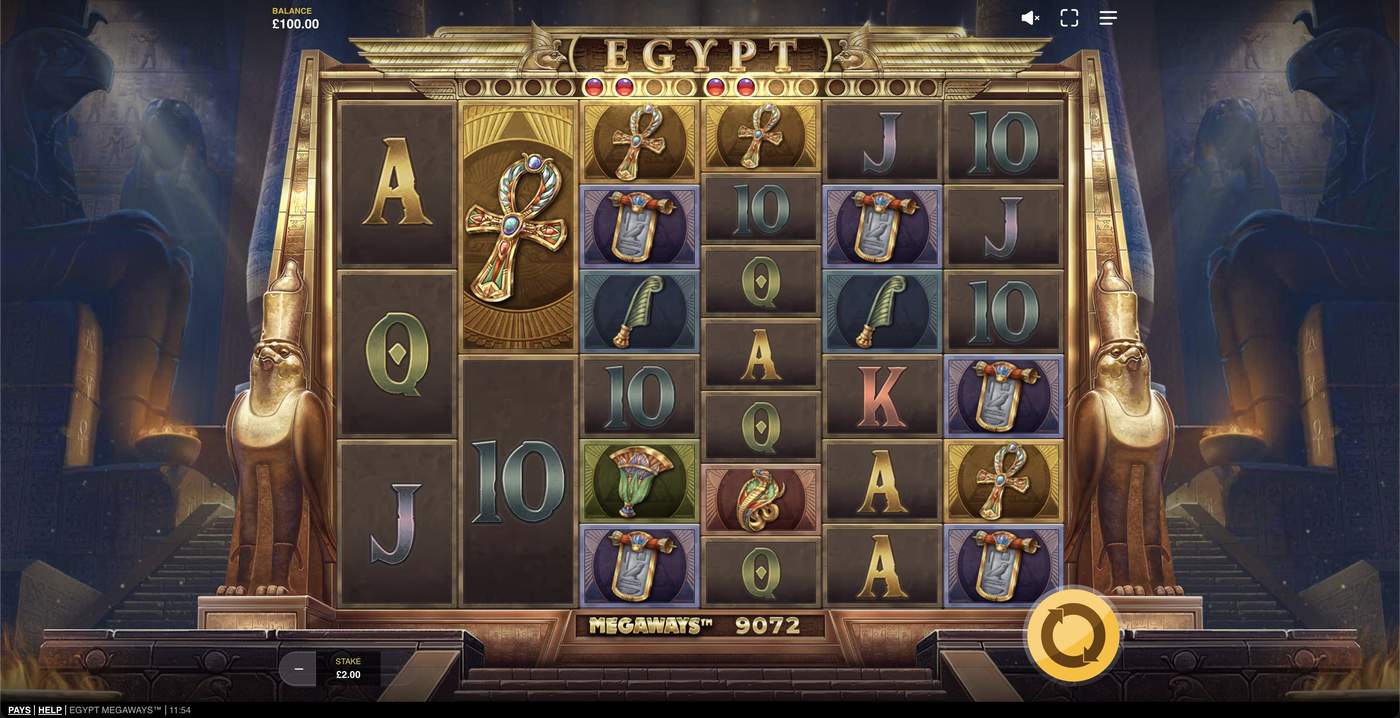 Egypt Megaways: image of main menu