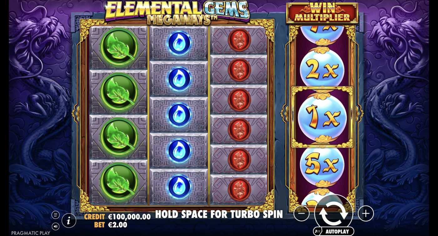 Elemental Gems Megaways: image of main menu