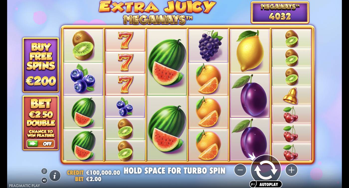 Extra Juicy Megaways: image of main menu
