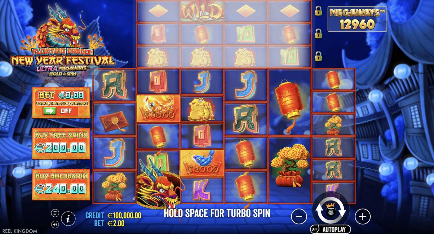 Floating Dragon New Year Festival Ultra Megaways Hold & Spin: image of main menu