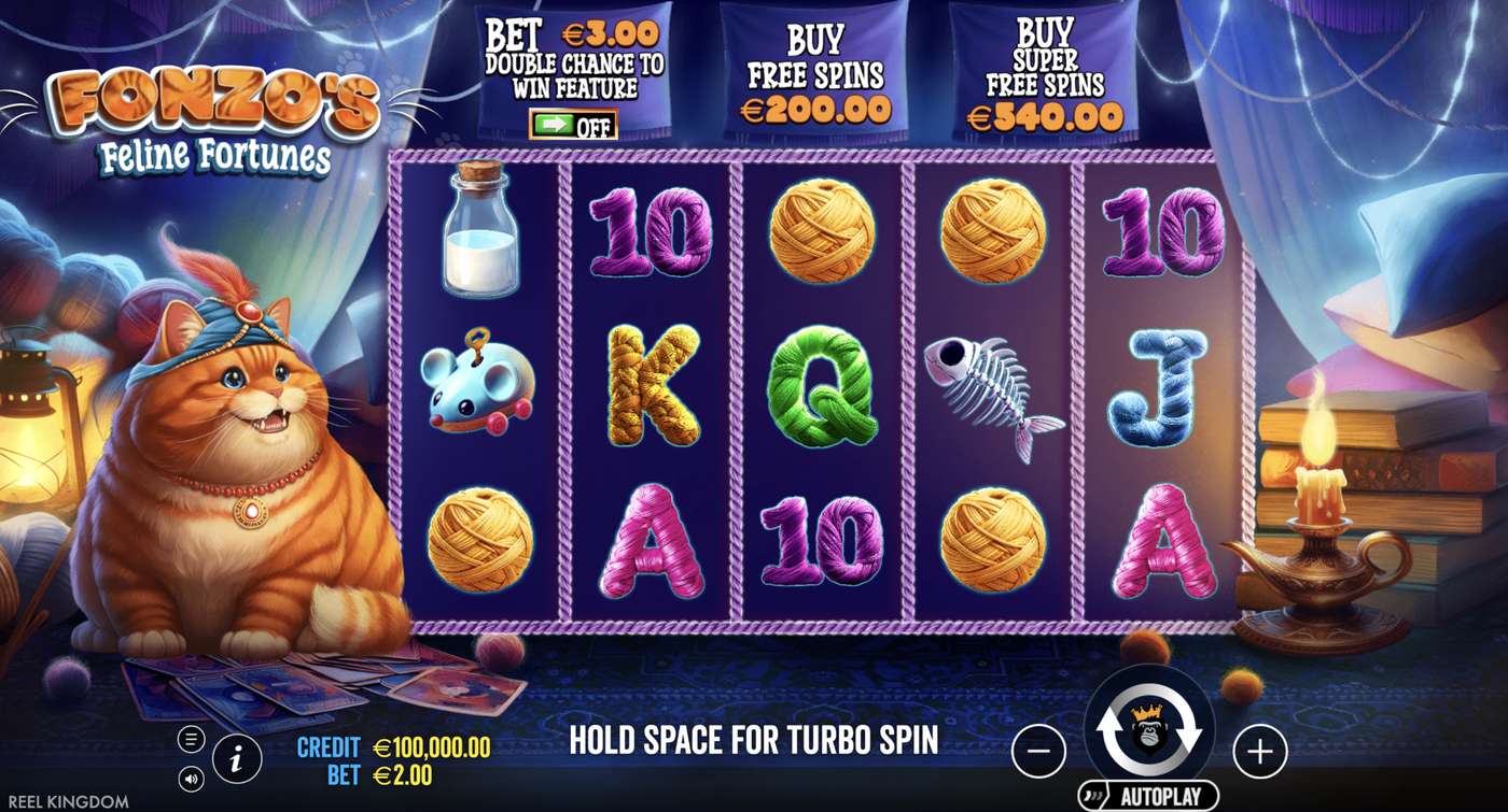 Fonzo's Feline Fortunes: image of main menu