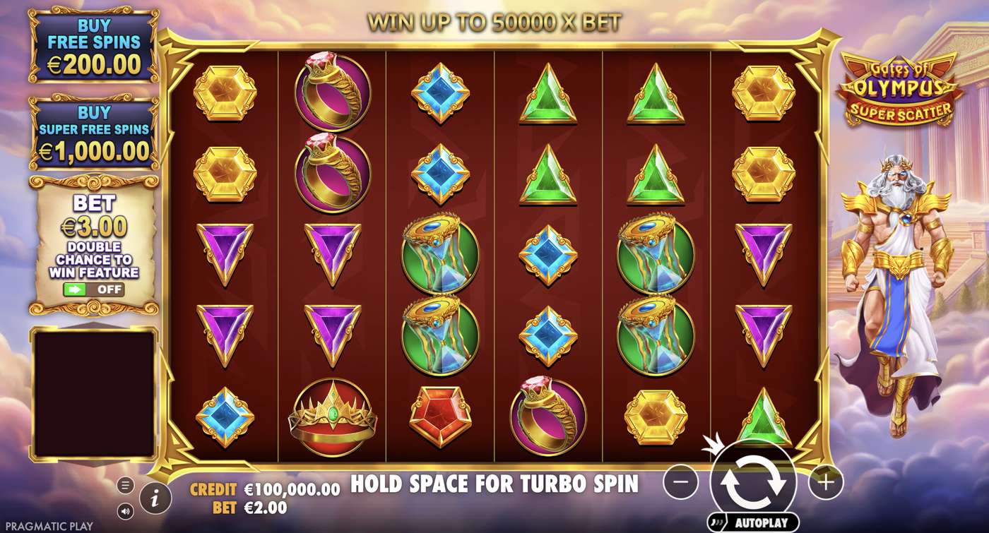 Gates of Olympus Super Scatter: image of main menu