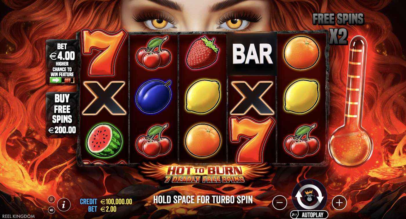 Hot to Burn - 7 Deadly Free Spins: image of main menu