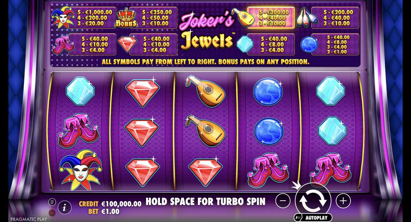 Joker's Jewels: image of main menu