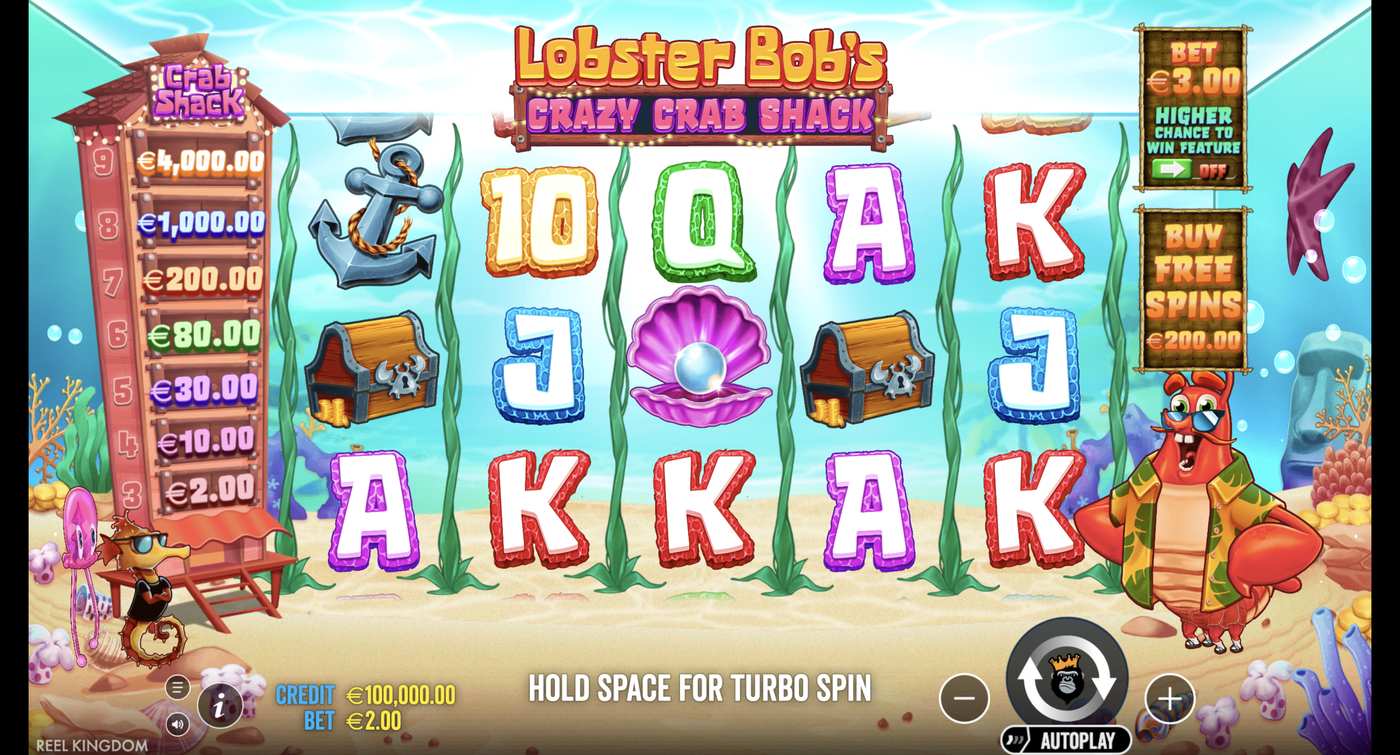 Lobster Bob's Crazy Crab Shack: image of main menu