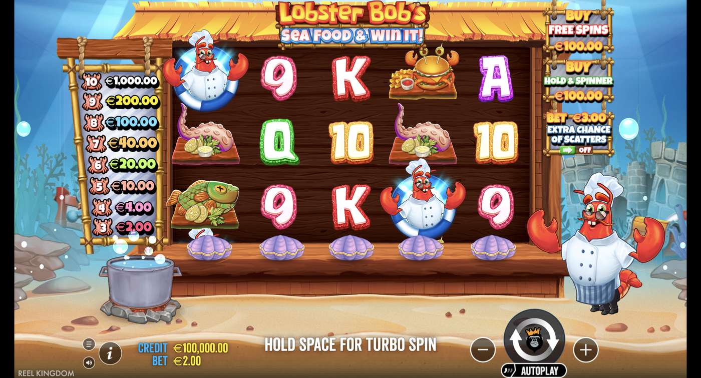 Lobster Bob's Sea Food and Win It: image of main menu