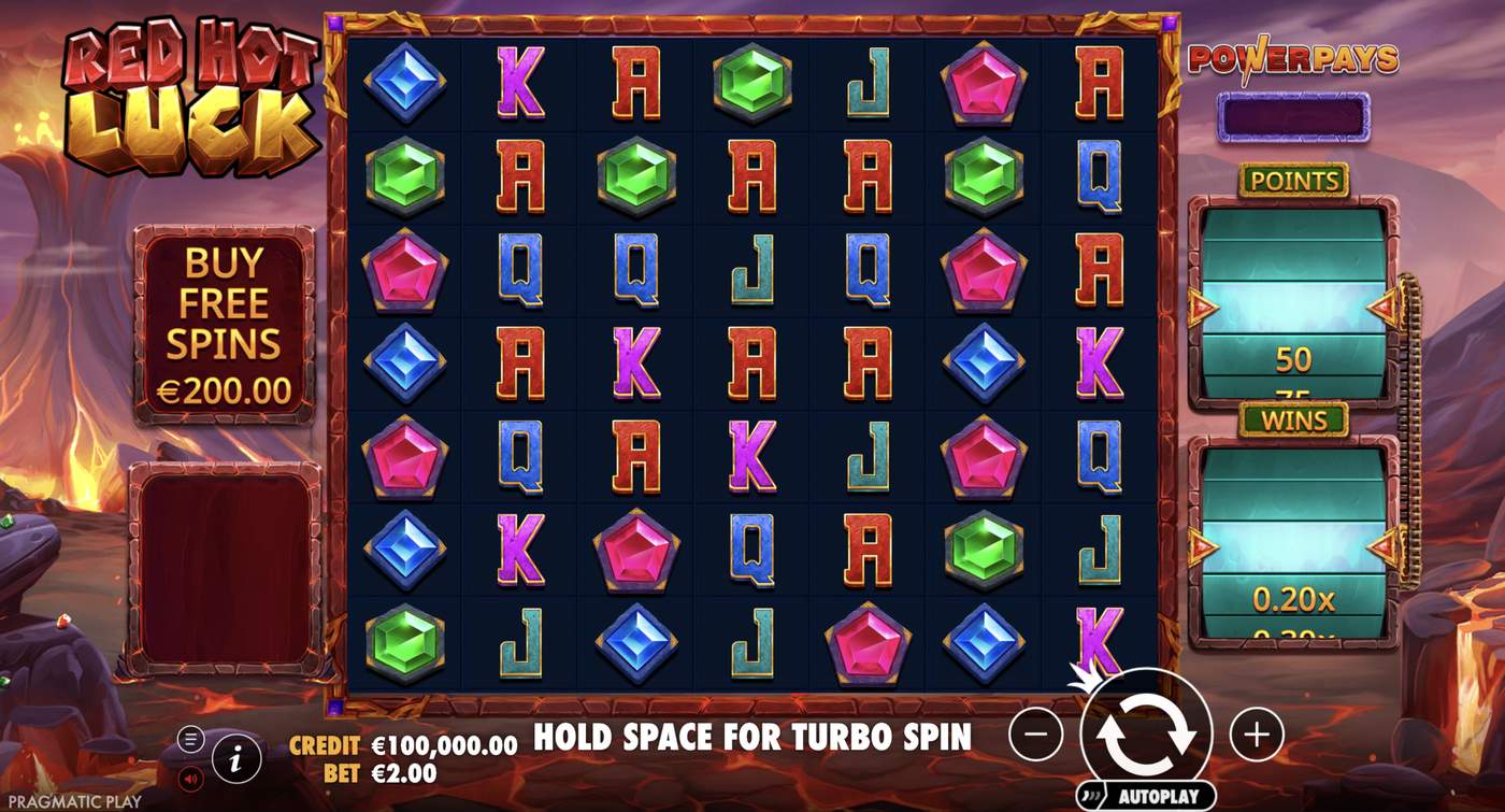 Red Hot Luck: image of main menu