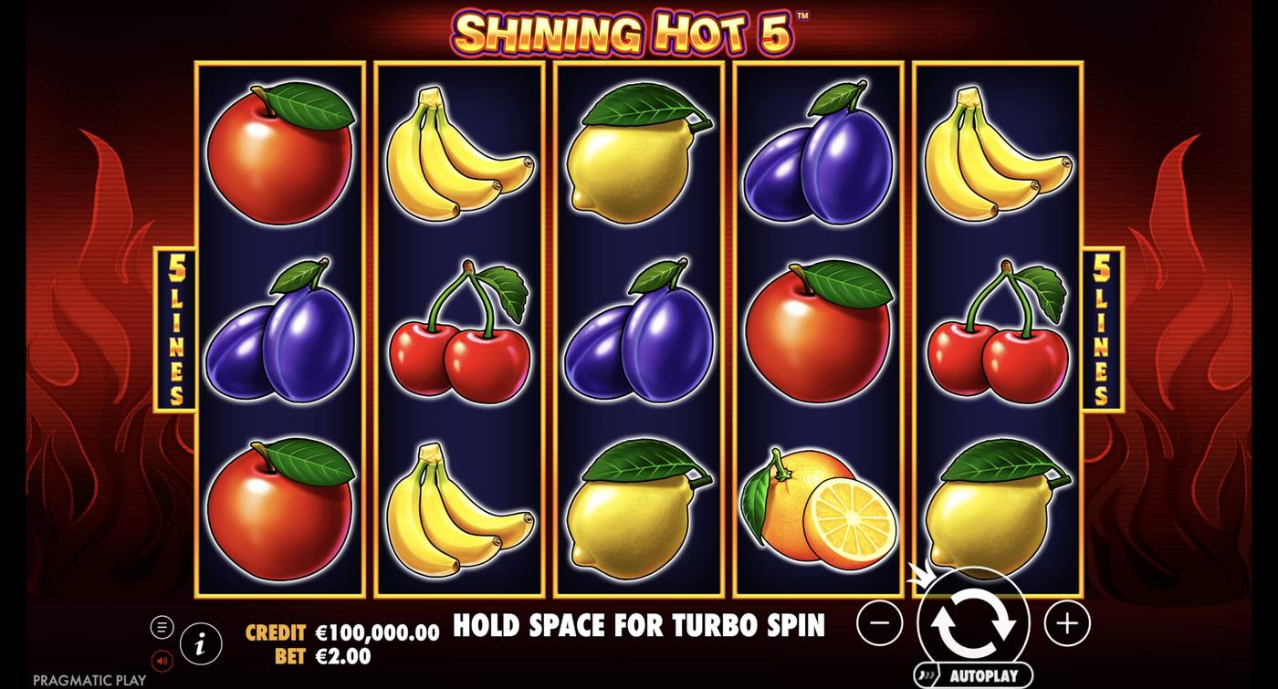 Shining Hot 5: image of main menu