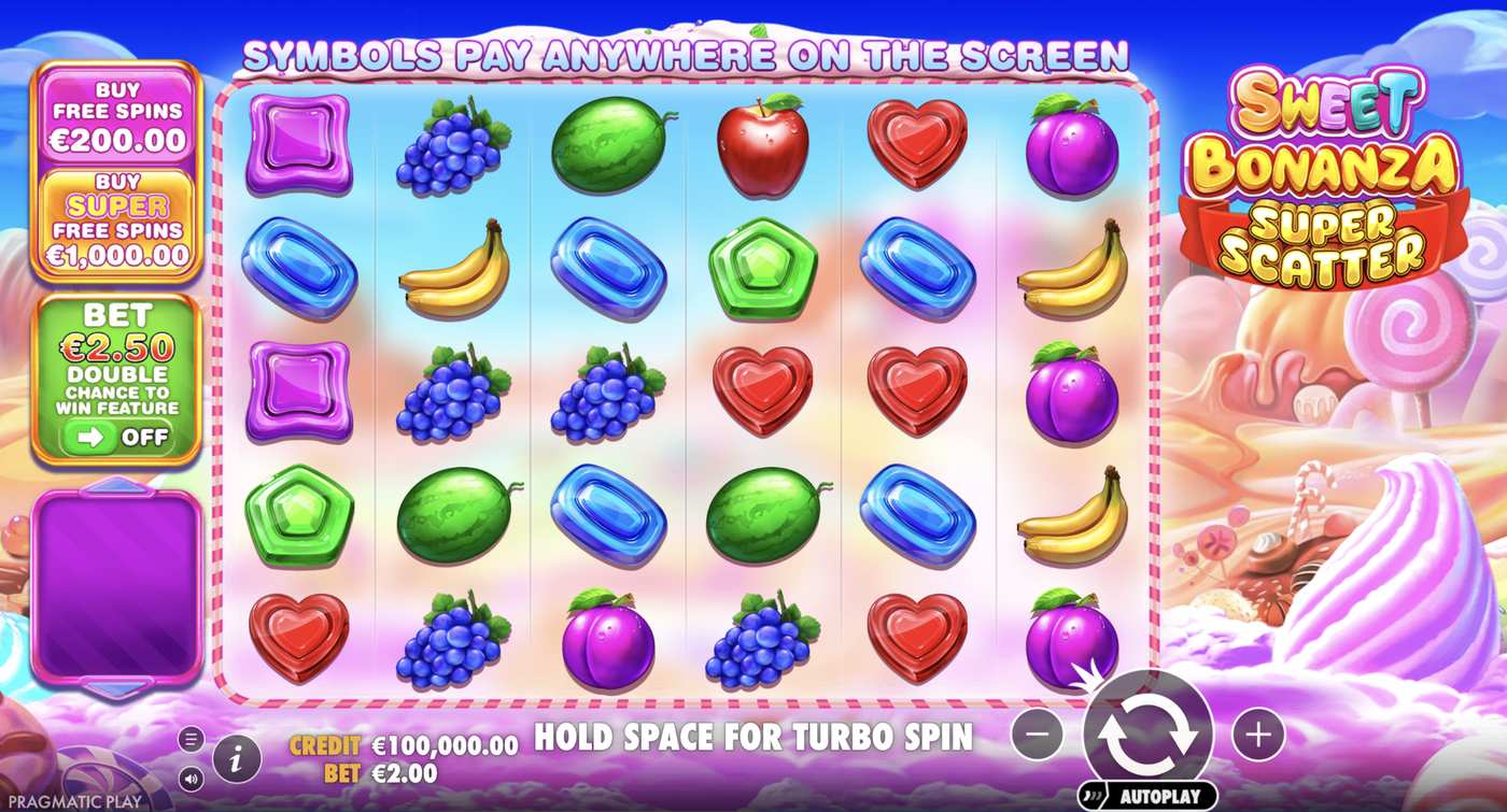 Sweet Bonanza Super Scatter: image of main menu