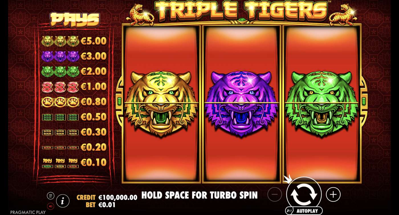 Triple Tigers: image of main menu