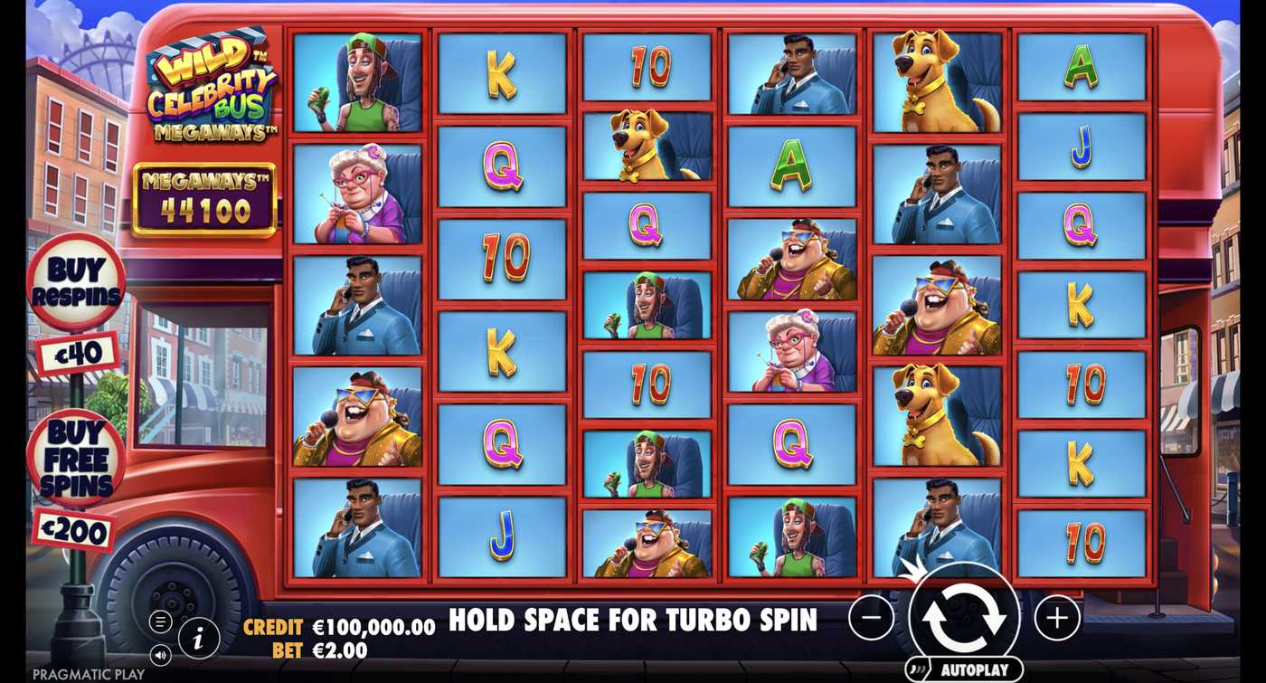 Wild Celebrity Bus Megaways: image of main menu