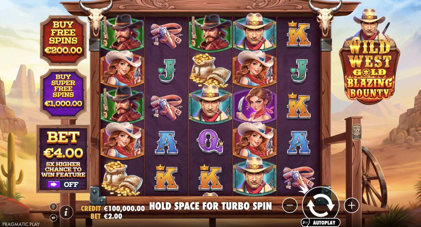 Wild West Gold Blazing Bounty: image of main menu