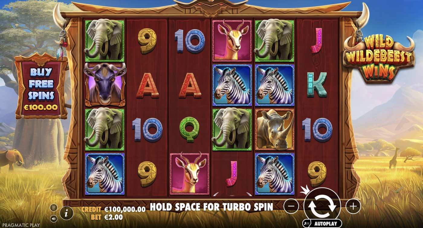 Wild Wildebeest Wins: image of main menu
