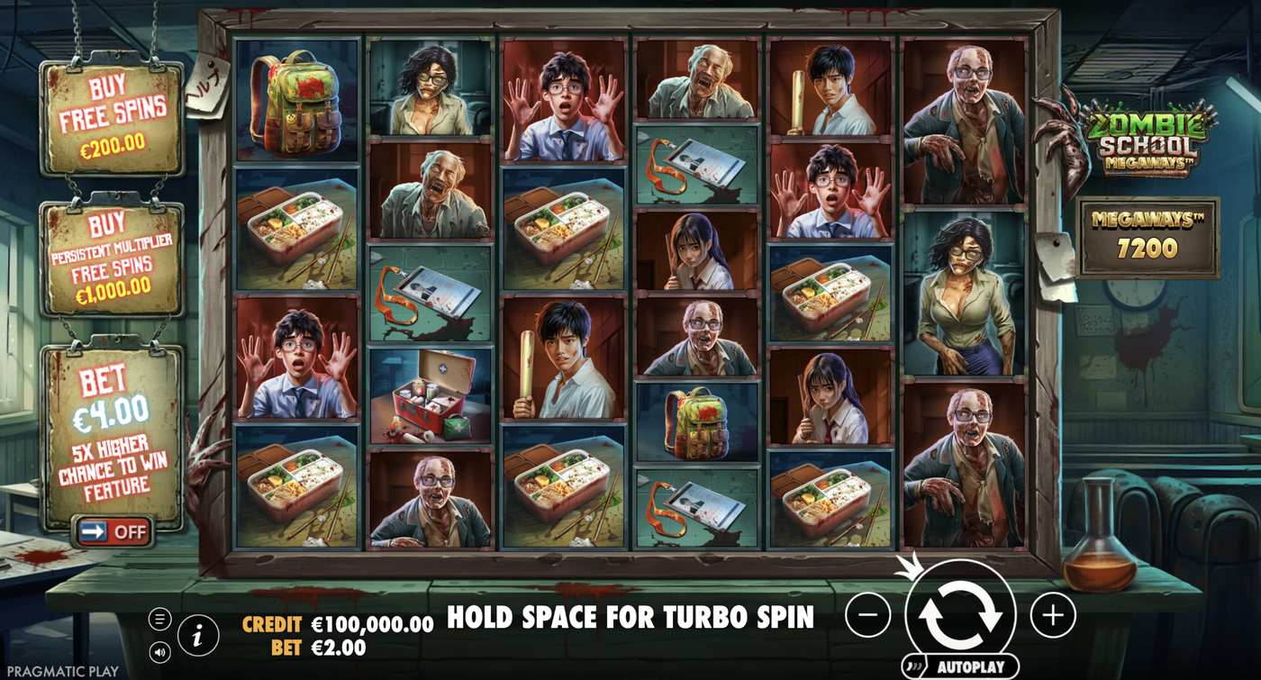 Zombie School Megaways: image of main menu