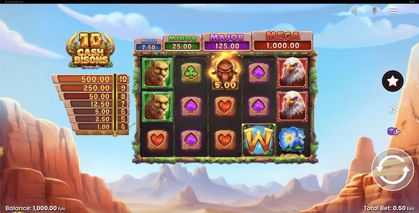 10 Cash Bisons: image of main menu