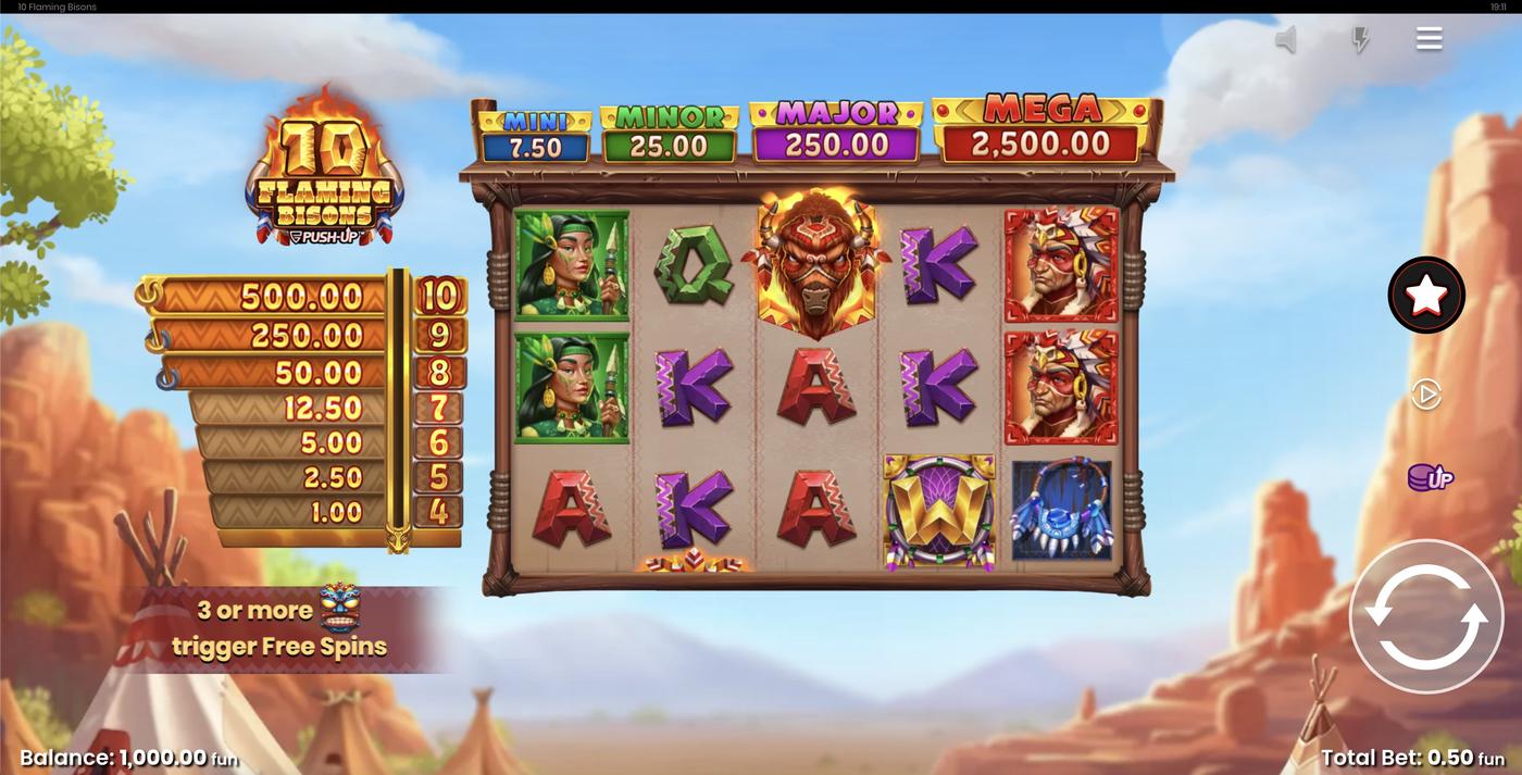 10 Flaming Bisons: image of main menu