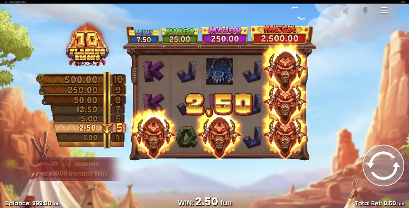 10 Flaming Bisons: image of winning