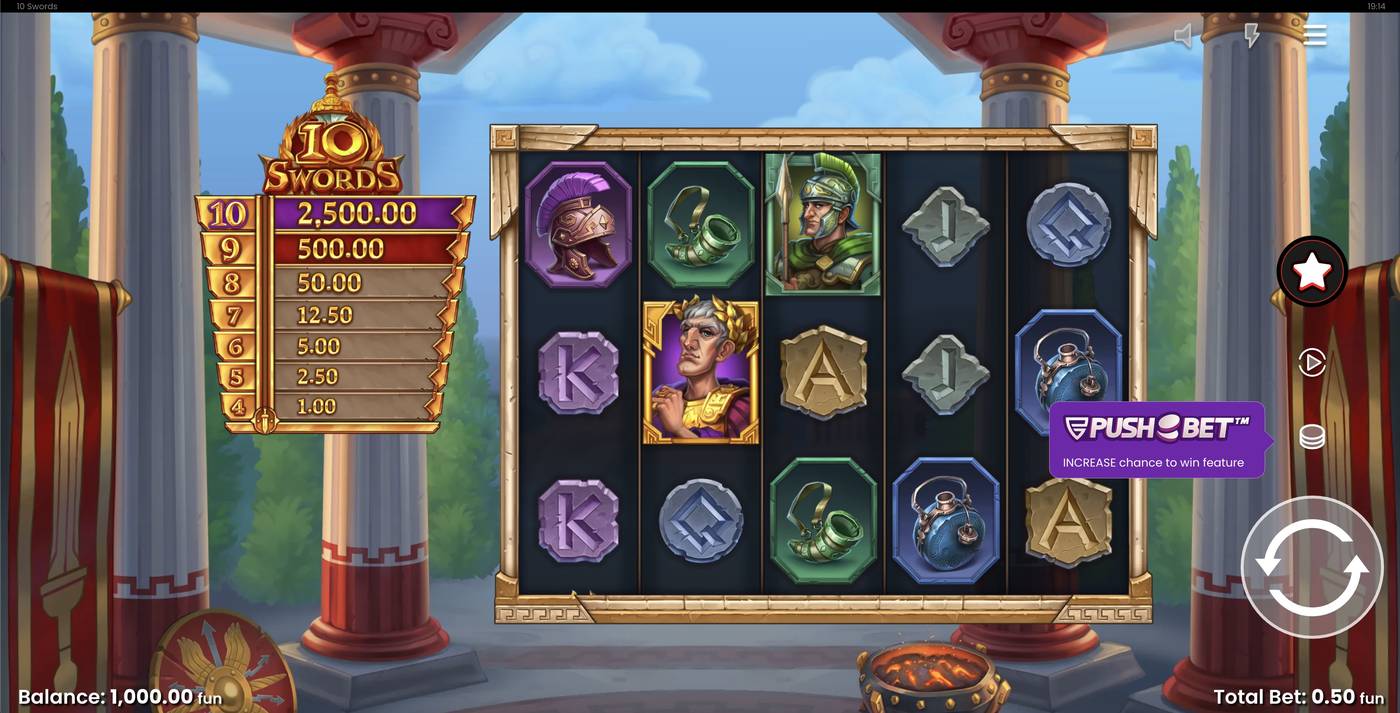 10 Swords: image of main menu
