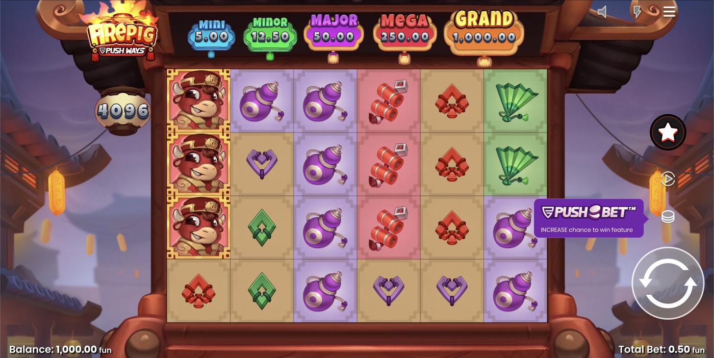 Fire Pig Push Ways: image of main menu