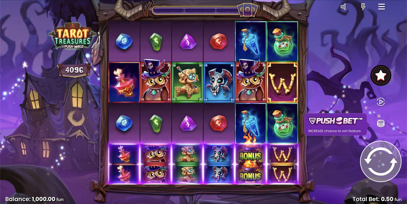 Tarot Treasures: image of main menu