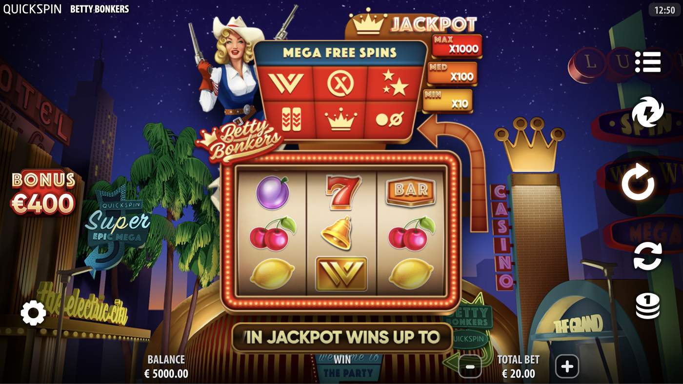 Betty Bonkers: image of main menu