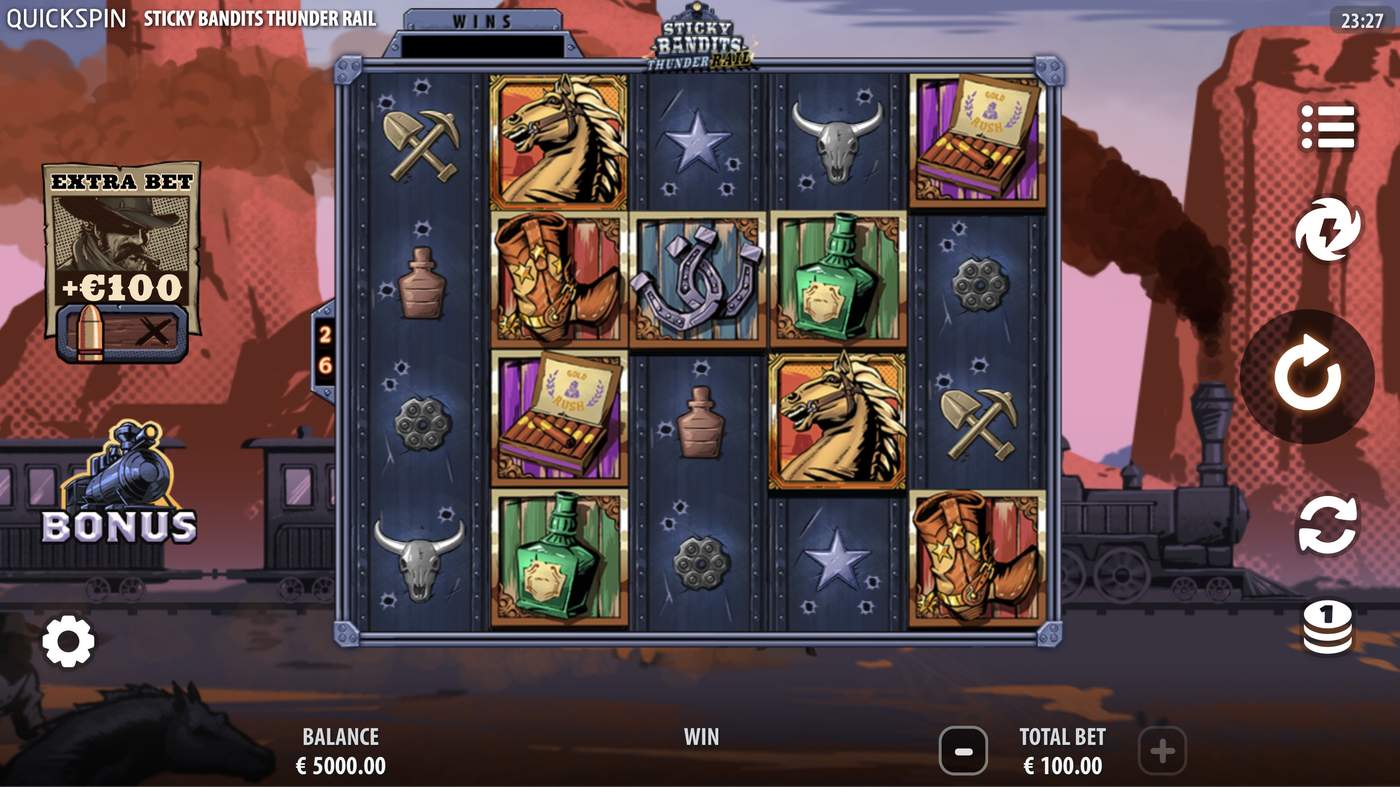 Sticky Bandits Thunder Rail: image of main menu