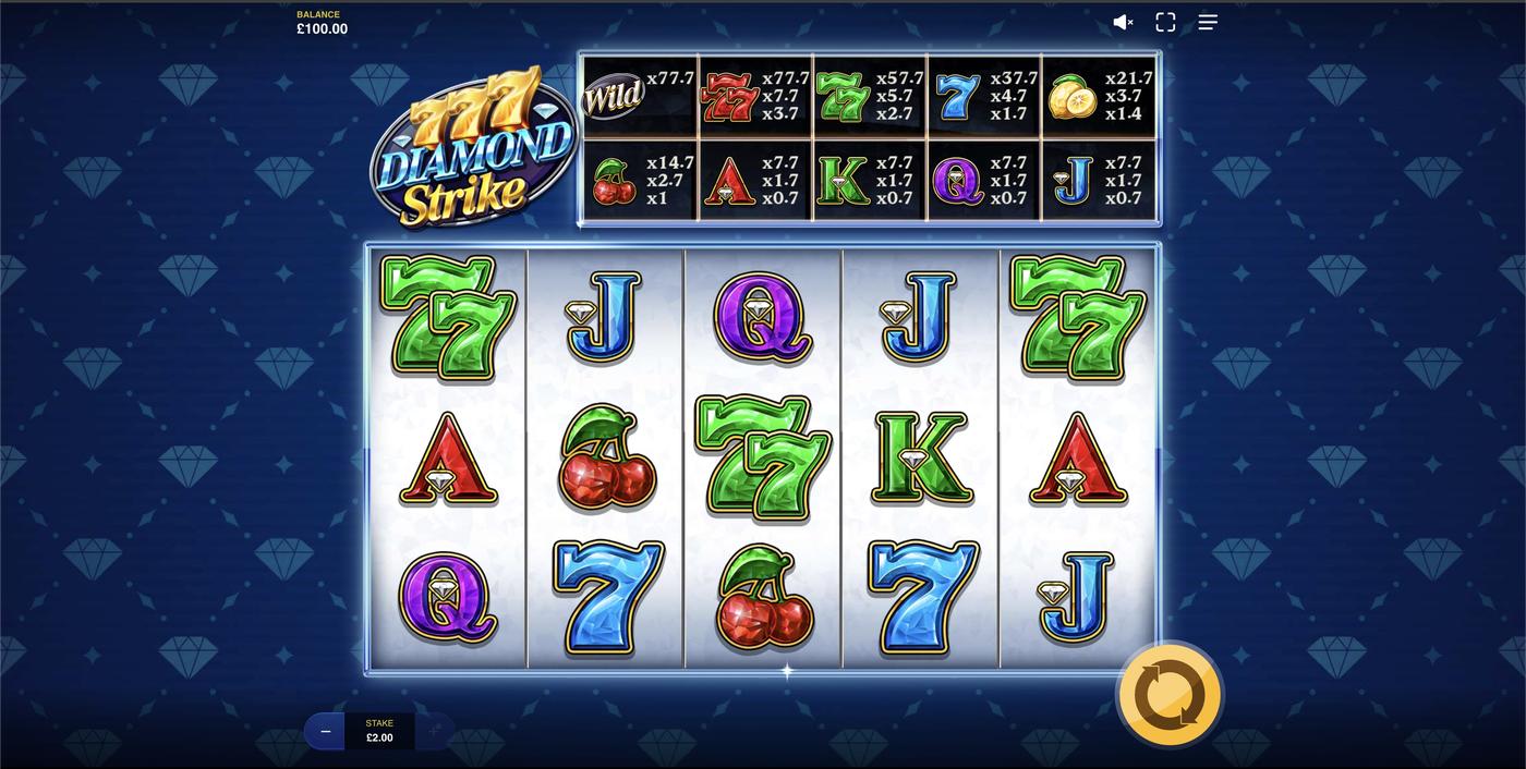 777 Diamond Strike: image of main menu