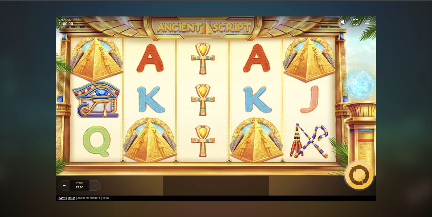 Ancient Script: image of main menu