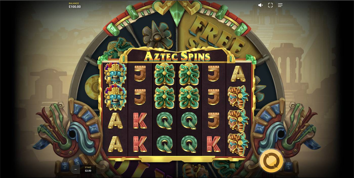 Aztec Spins: image of main menu
