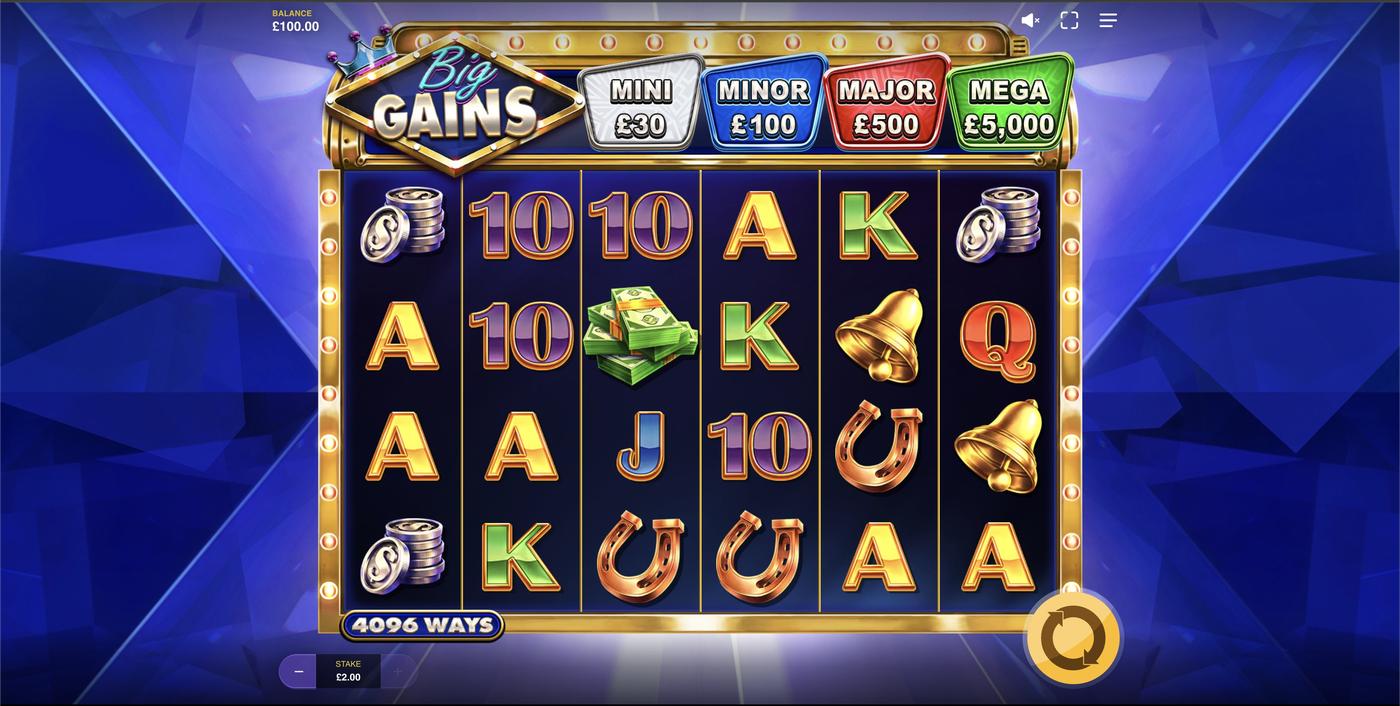 Big Gains: image of main menu