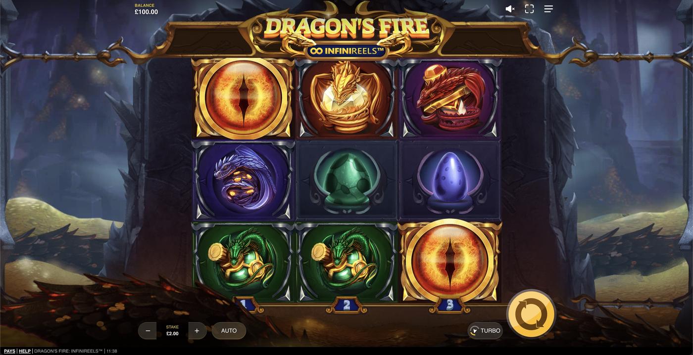 Dragon's Fire Infinireels: image of main menu