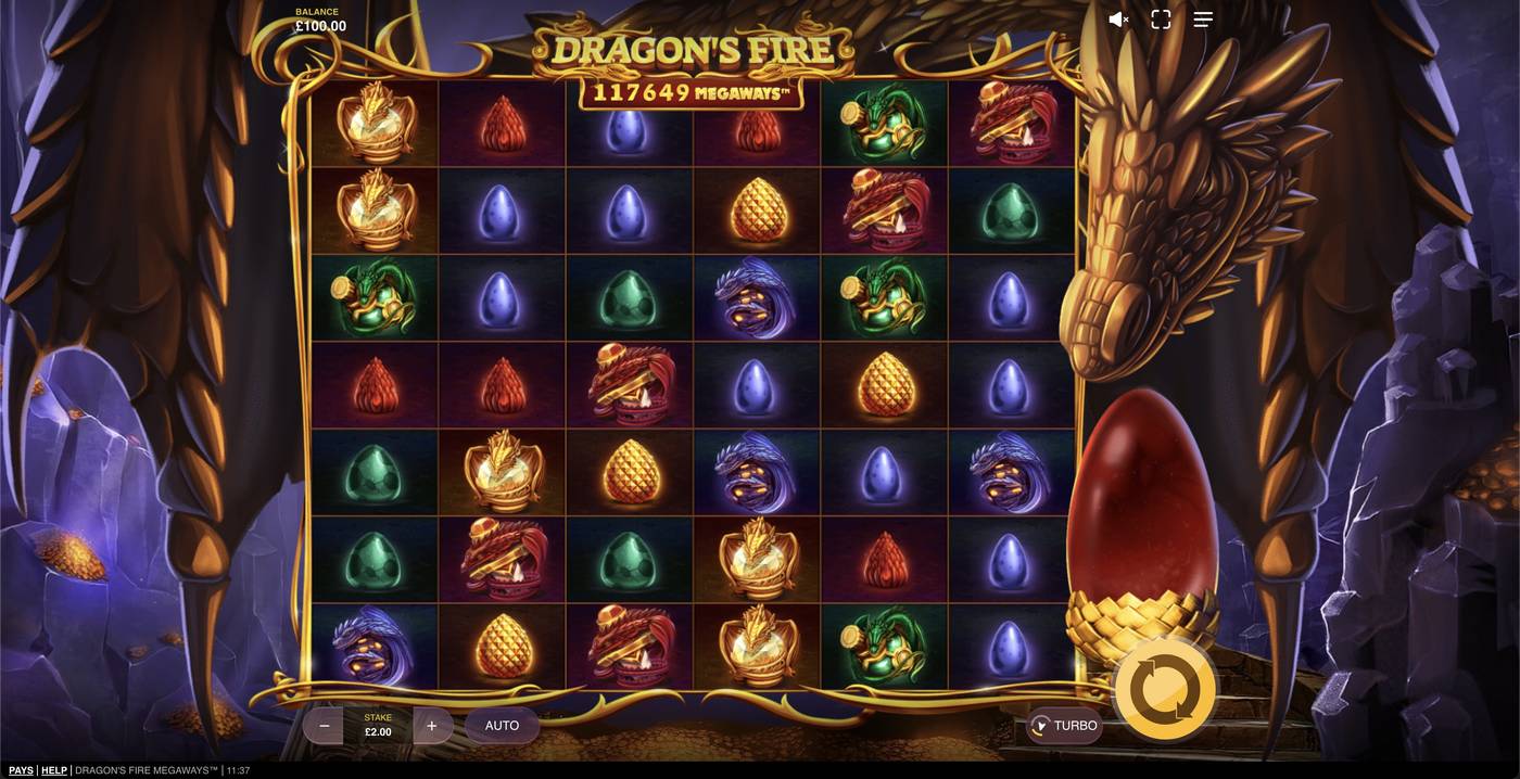 Dragon's Fire Megaways: image of main menu