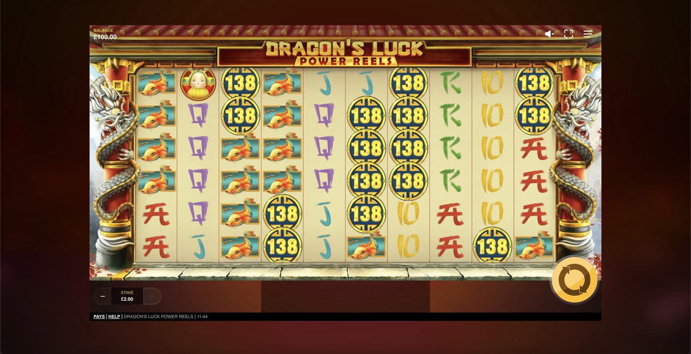 Dragon's Luck Power Reels: image of main menu