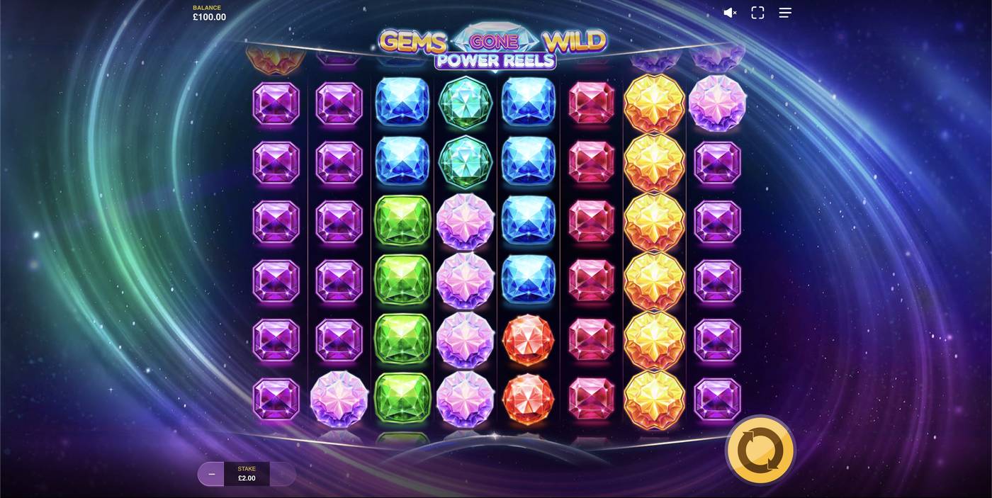 Gems Gone Wild Power Reels: image of main menu