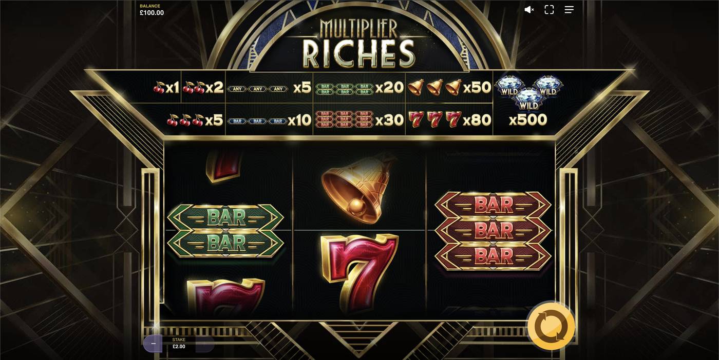 Multiplier Riches: image of main menu