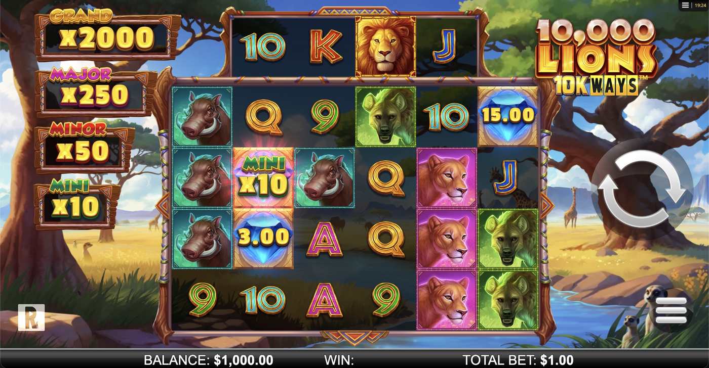 10,000 Lions 10K Ways: image of main menu