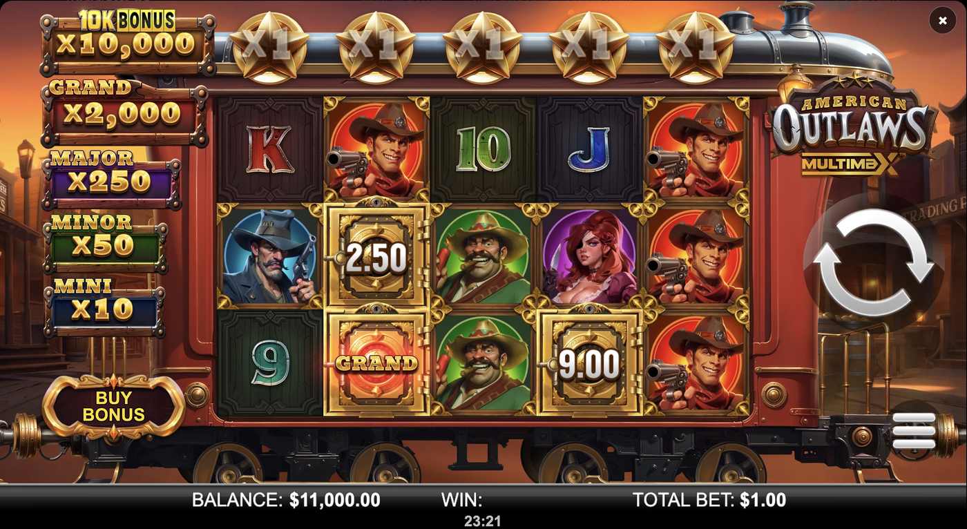 American Outlaws MultiMax: image of main menu