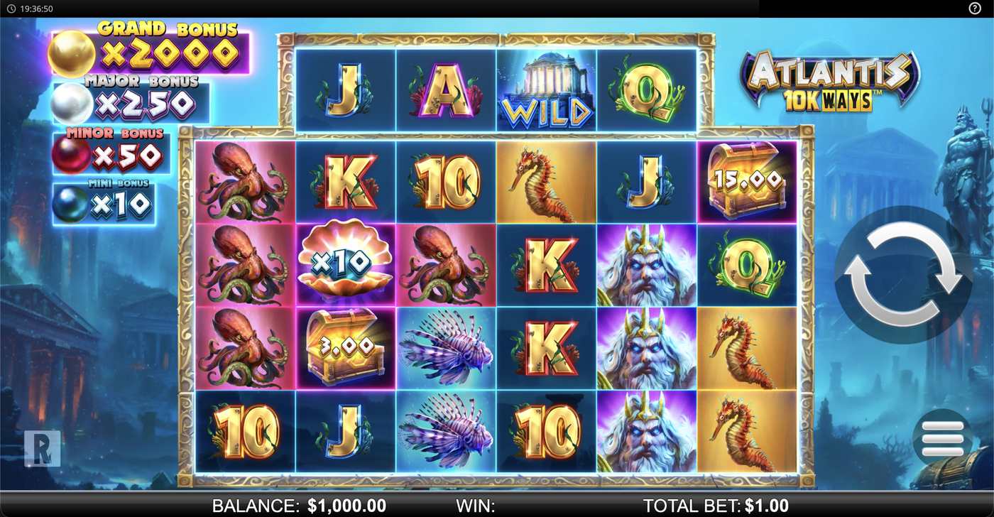 Atlantis 10K Ways: image of main menu